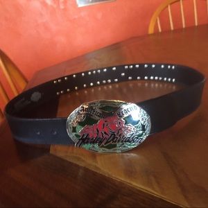 Beautiful Harley Davidson Black Leather Bling Belt
